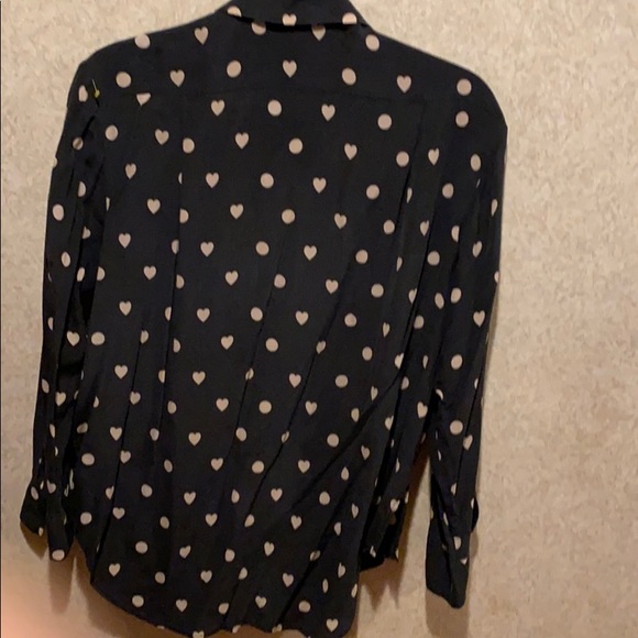 Madewell black silk spotlight shirt hearts Dots M - Picture 4 of 4